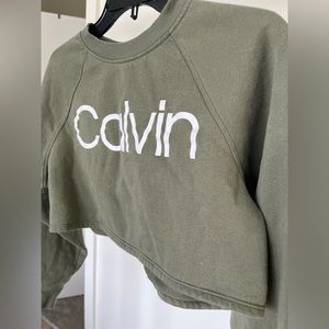 Calvin Klein Performance Green Longsleeve Cropped Sweatshirt XS